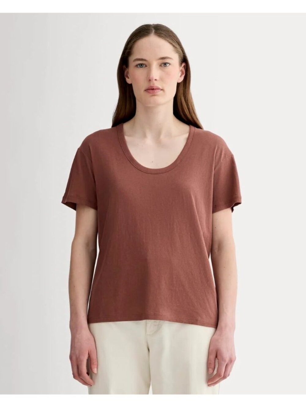 Everlane The Air Scoop-Neck Tee in Cedarwood Small New Womens Top Tshirt